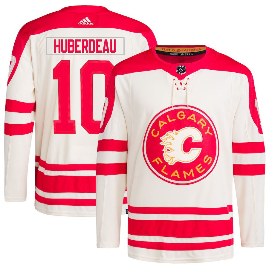 Men Calgary Flames Jonathan Huberdeau adidas Cream 2023 NHL Heritage Classic Primegreen Authentic Player Jersey->youth nhl jersey->Youth Jersey